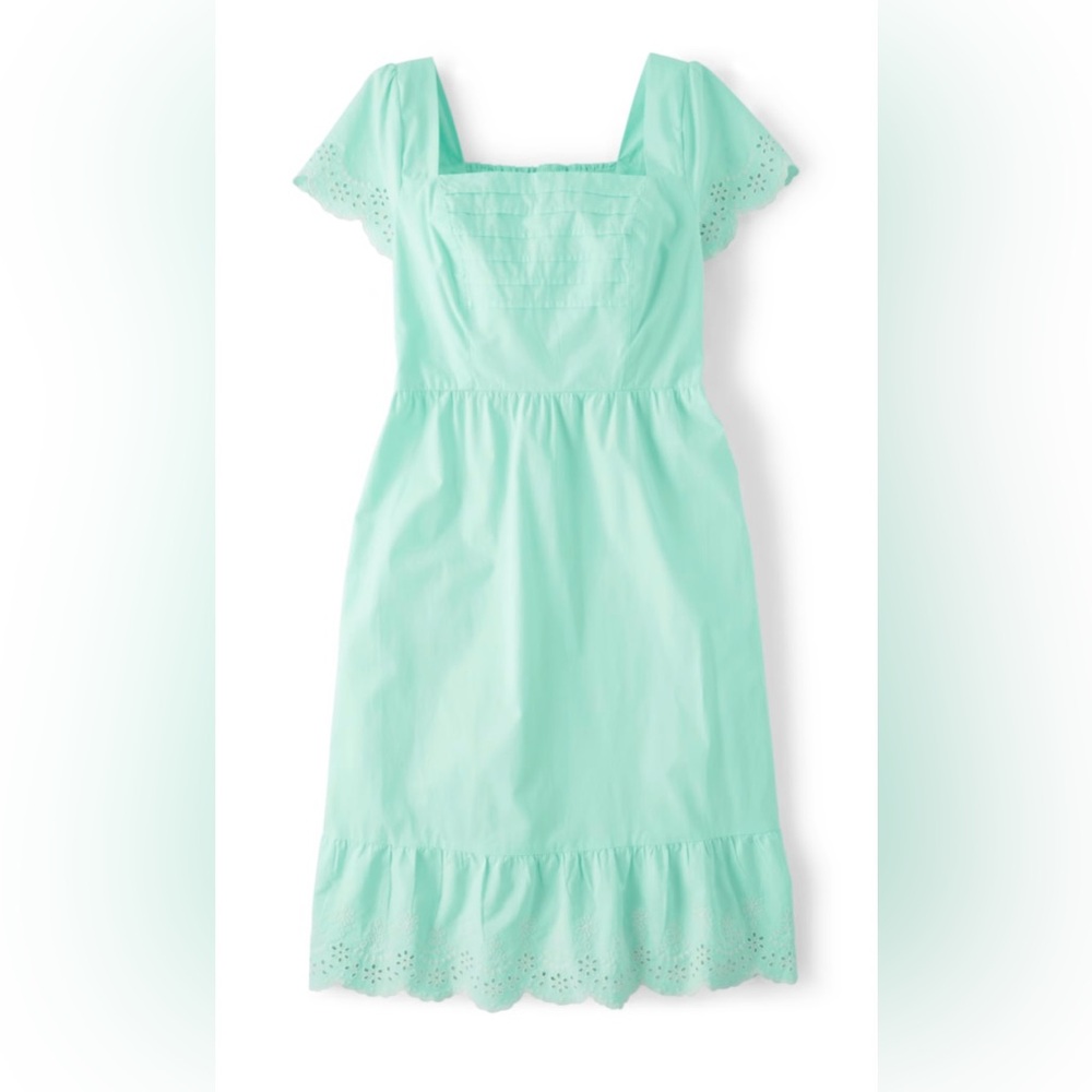 Women’s Mint Blue Square-Neck Dress with Eyelet Trim - Picture 3 of 10